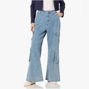 ShowMeYourMumu Women Blue Denim Cargo Pants